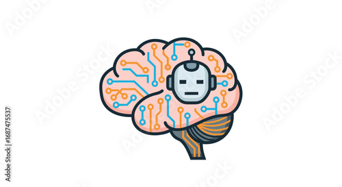 Human Brain with Artificial Intelligence Integration.