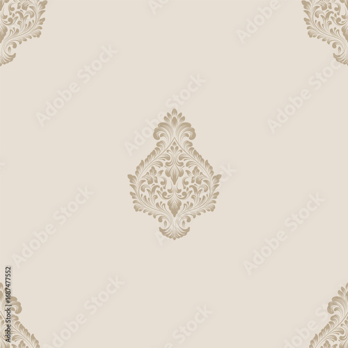 Damask modern fleur de lis seamless pattern element. Vintage classical old fashioned damask ornament, seamless texture for wallpapers, textile.