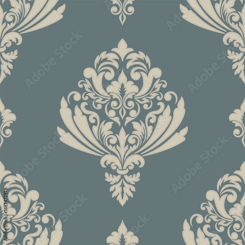 Damask modern seamless pattern element. Vintage classical old fashioned damask ornament, seamless texture for wallpapers, textile.