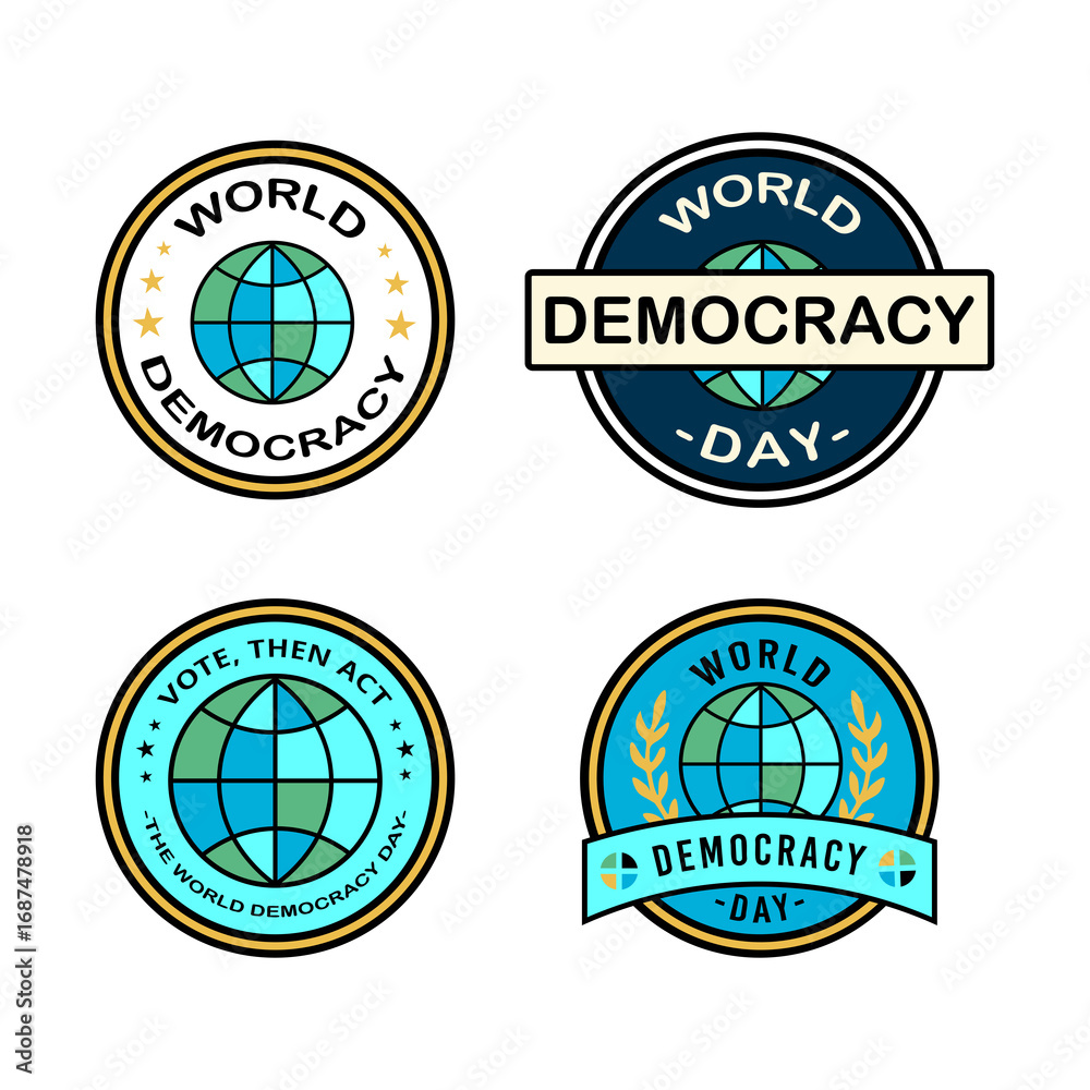 Obraz premium Global Democracy Circular Badges - Flat vector design