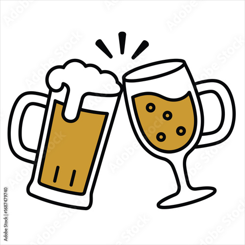 Two drinks clinking together beer beverage