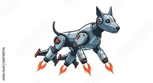 Futuristic Robotic Dog with Jetpack.