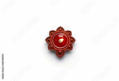 Diya Top View, On White Background,