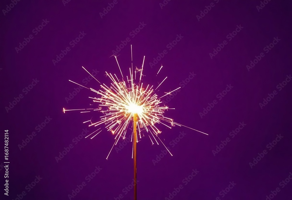 Obraz premium Glittering Burning Sparkler On Purple Background