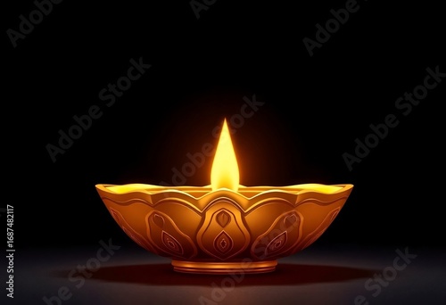 Golden Diya Icon. Deepavali Diwali Golden