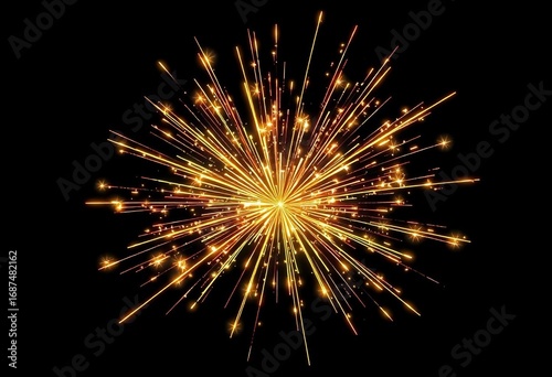 Golden Firecracker. Shiny Gold Fireworks Arc,