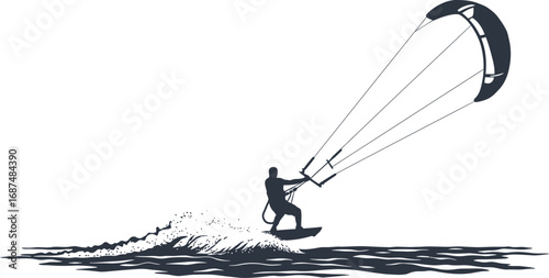 a person parasailing over waves with a large kite
