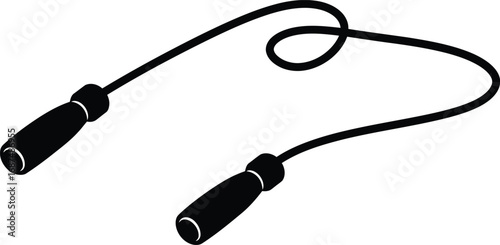 Black jump rope vector illustration for fitness and exercise graphic design projects scalable eps