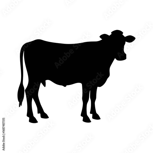 Striking silhouette of a cow, perfect for farm branding and agricultural designs, rustic charm