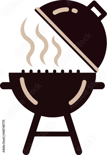 Barbecue grill hot food smoke outdoor cooking summer party bbq feast vector