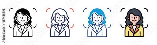 Facial Recognition Icon Set Multiple Style Collection