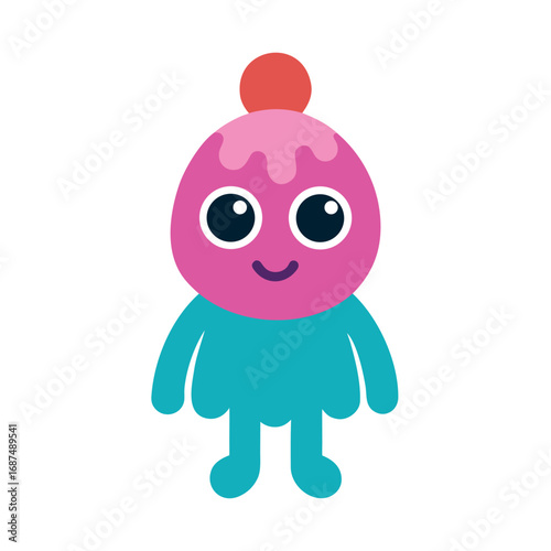 Cute cartoon alien illustrated with a jelly style soft and bouncy body Vector illustration