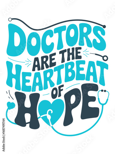 The vector illustration of a vintage grunge T shirt or poster for doctors features a fun water design with text and a love symbol icon