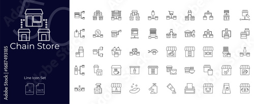 Minimal Line Chain Store Icon Pack for Ecommerce, Market, and Commercial Branding