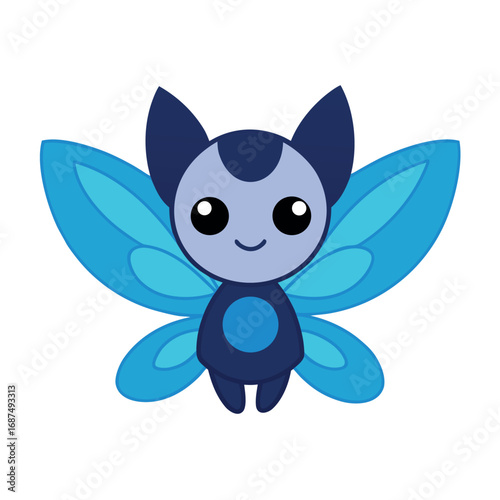 Cute cartoon fairy with sparkling moonlight wings glowing in the night Vector illustration