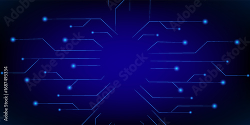 Abstract blue digital circuit board on dark technology background. Abstract circuit connecting lines and points on motherboard. AI innovation concept Future vector illustration. Eps10