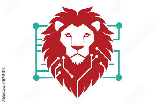 World Science Day vector of lion head with data streams equations and circuit patterns symbolizing knowledge and power on white background