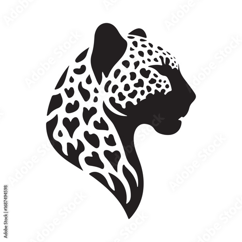 leopard abstract silhouette outline logo design concept illustration