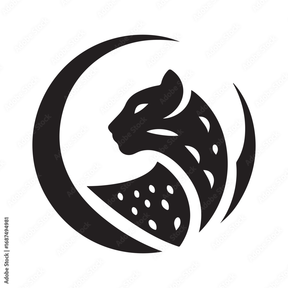 Obraz premium leopard abstract silhouette outline logo design concept illustration