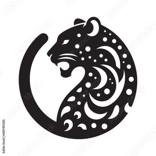 leopard abstract silhouette outline logo design concept illustration