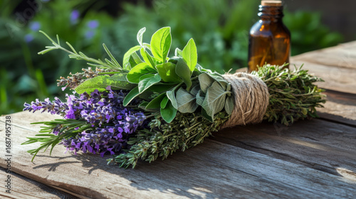 Lavender and Herb Bouquet with Vintage Decor