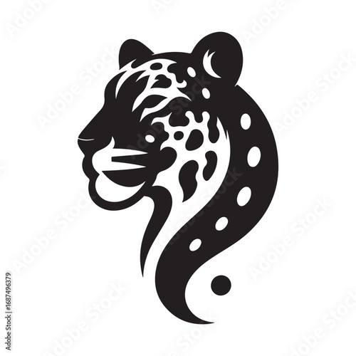 leopard abstract silhouette outline logo design concept illustration