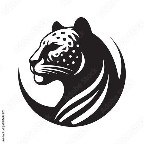 leopard abstract silhouette outline logo design concept illustration