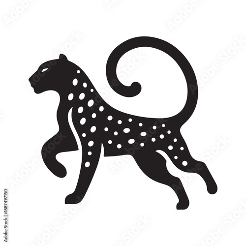 leopard abstract silhouette outline logo design concept illustration