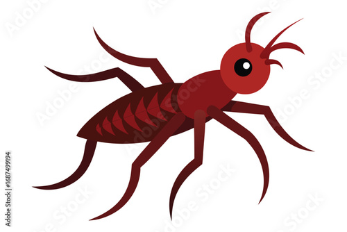 Simplified cartoon drawing of a stylized red and brown beetle insect