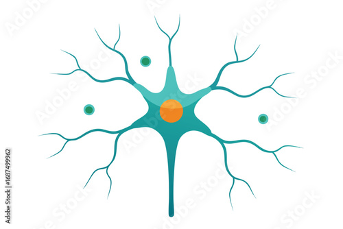 Artistic Neuron Representation on White Background for Educational or Decorative Purposes