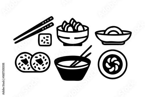 Delicious asian food icons