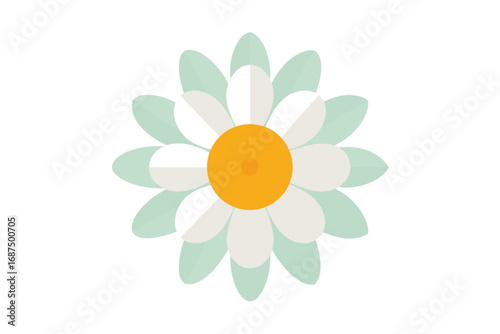 Simple Flat Style Daisy Flower with Soft Colors on White Background