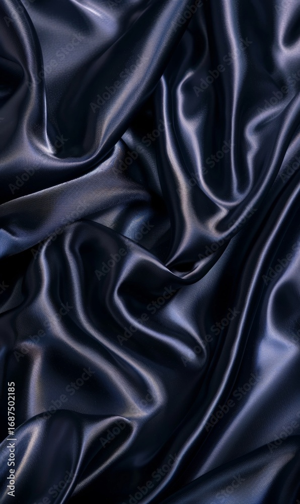 Fototapeta premium Soft folds in black silk fabric with a delicate play of light and shadow.