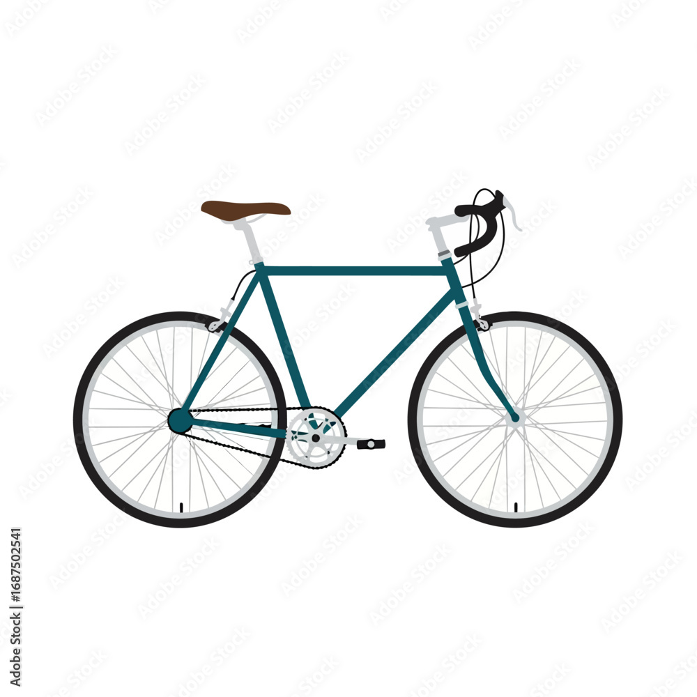 Obraz premium Teal Bicycle Illustration with Brown Seat and Black Tires