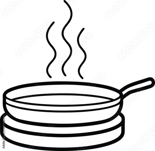 Minimal outline vector illustration of pancakes cooking in a frying pan vector