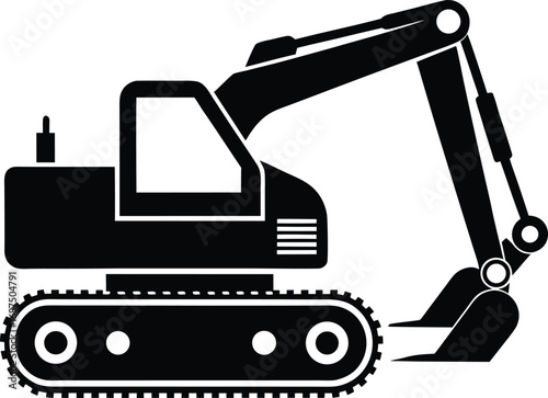 Construction excavator truck vector, Excavator machine silhouette, industry excavator silhouette vector illustration 