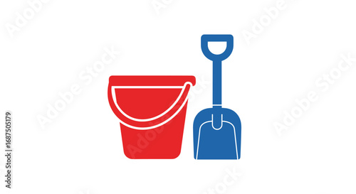 Colorful Plastic Beach Bucket and Shovel Set for Outdoor Summer Play and Sandbox Fun