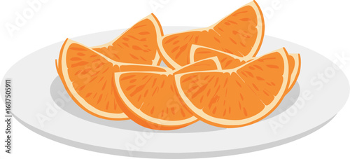Orange Wedges on Plate Vector Illustration
