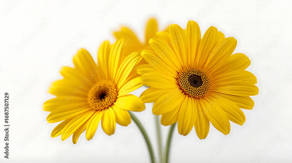 Naklejka premium Elegant Yellow Daisies | Minimal Botanical Floral Photography, Lifestyle Branding, and Wedding Packaging Mockup