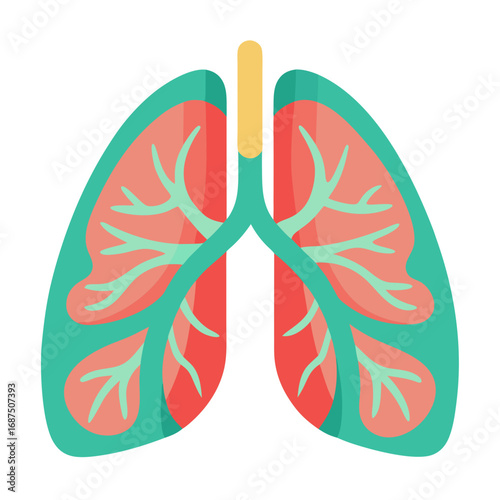 Vibrant illustration of human lungs, perfect for medical, health, or educational content