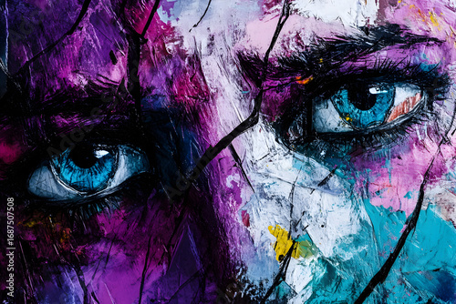 Abstract portrait with vibrant colors creating a powerful emotional expression