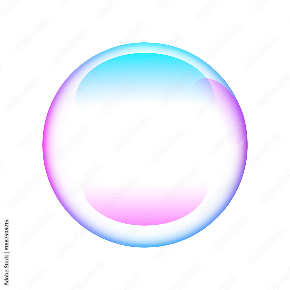Fototapeta premium 3D realistic transparent soap water bubbles colorful rainbow reflection bubble glossy shiny floating design isolated sphere circle pattern on isolated background