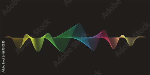 Abstract Rainbow Waveform: Vibrant, Dynamic, and Sleek Digital Art for Technology and Music.