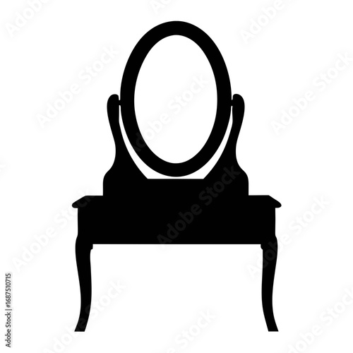 Vintage vanity table with oval mirror silhouette antique dressing table furniture design element