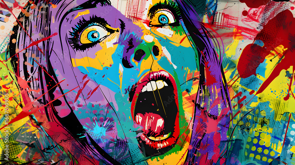 Fototapeta premium Colorful Expression: A Vivid Depiction of Emotion through Abstract Art