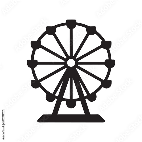  carnival ferris wheel icon silhouette vector illustration