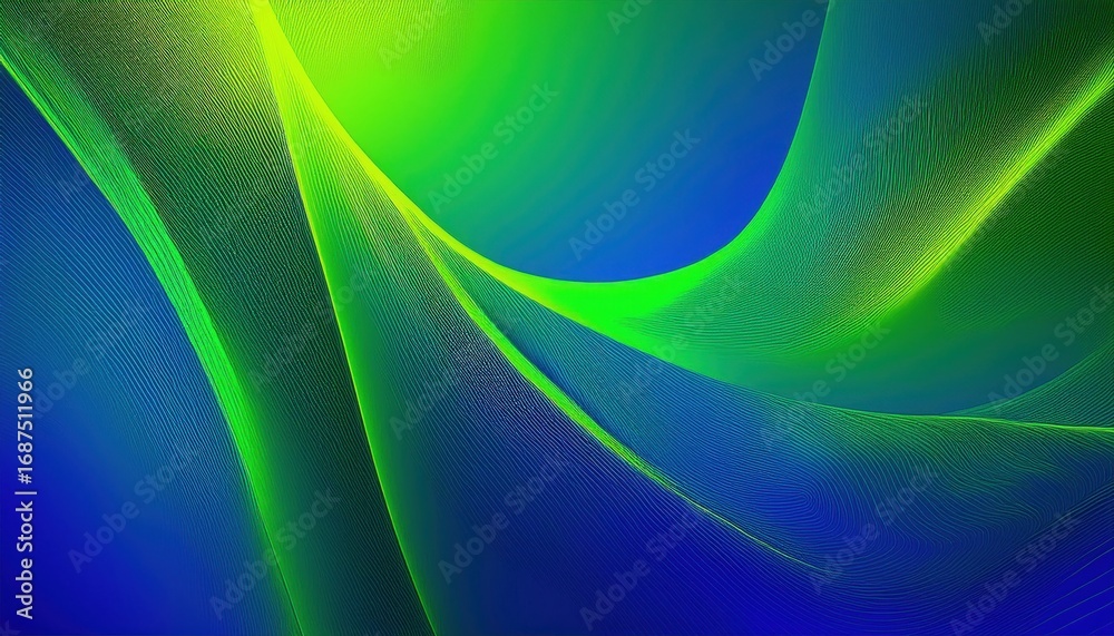 Obraz premium dynamic green and blue flowing abstract lines with fine textures for modern design and digital art background