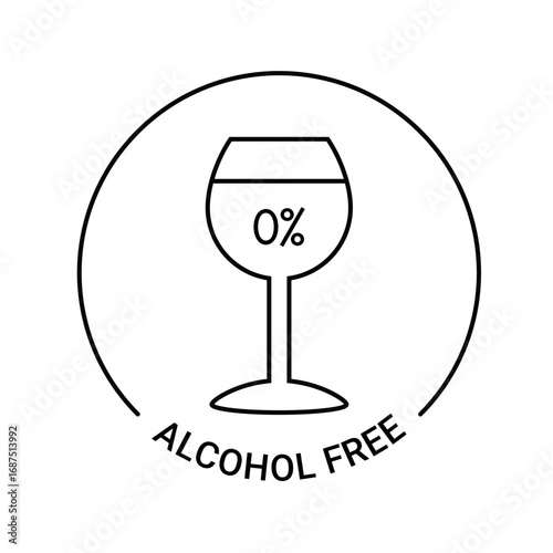 Alcohol Free Icon, Symbol, Vector, Badges Stock Illustration