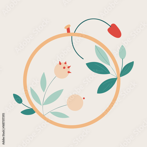 Hand Embroidery Hoop with Modern Floral Design A Whimsical Celebration of Nature and Craftsmanship