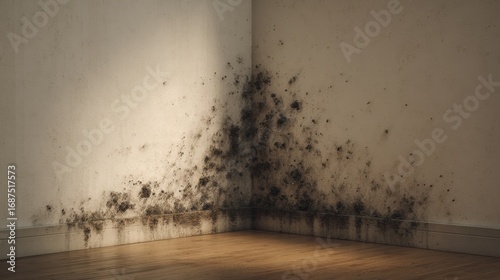 black mold growing in wall corner